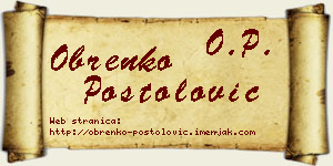Obrenko Postolović vizit kartica